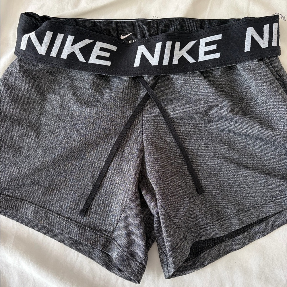 Nike Women’s Gray Logo-Waist Athletic Shorts